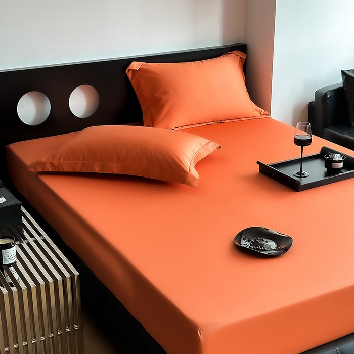 91家纺网 家纺一手货源 找家纺 爱丽丝 2026新款100支新疆长绒棉单品床笠 爱马橙