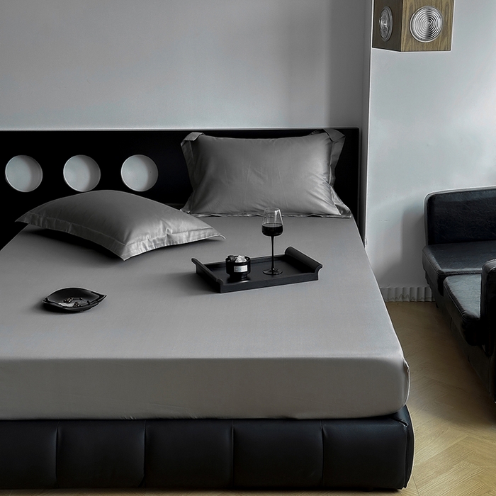 91家纺网 家纺一手货源 找家纺 爱丽丝 2026新款100支新疆长绒棉单品床笠 绅士灰