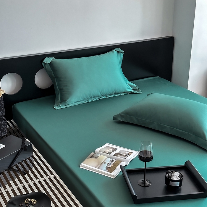 91家纺网 家纺一手货源 找家纺 爱丽丝 2026新款100支新疆长绒棉单品床笠 松石绿