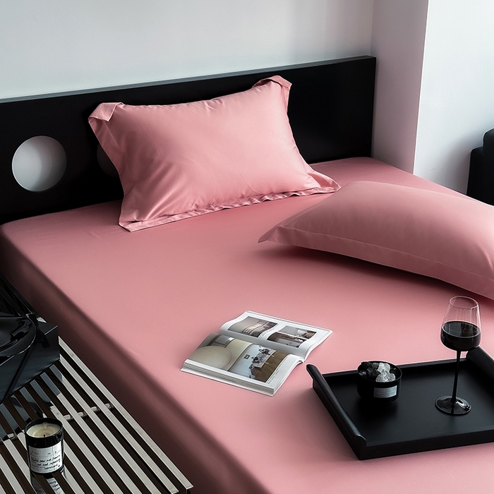 91家纺网 家纺一手货源 找家纺 爱丽丝 2026新款100支新疆长绒棉单品床笠 海棠粉