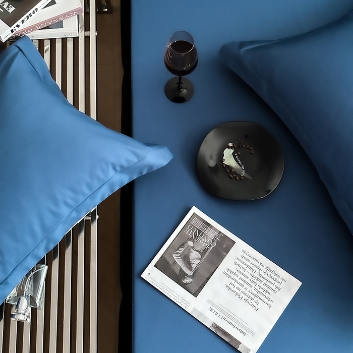 91家纺网 家纺一手货源 找家纺 爱丽丝 2026新款100支新疆长绒棉单品床笠 海星蓝