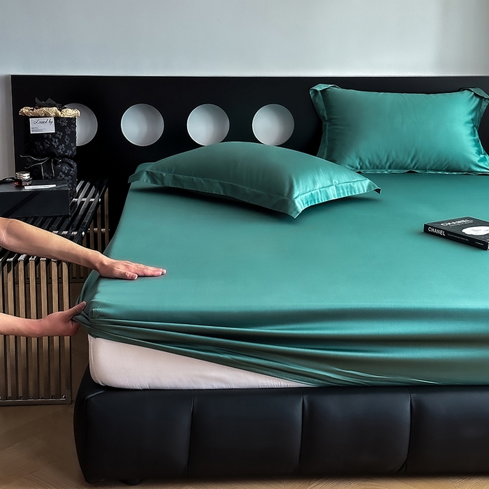 91家纺网 家纺一手货源 找家纺 爱丽丝 2026新款100支新疆长绒棉单品床笠 松石绿