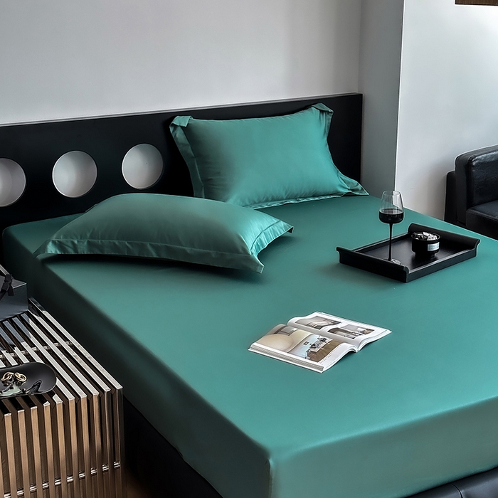 91家纺网 家纺一手货源 找家纺 爱丽丝 2026新款100支新疆长绒棉单品床笠 松石绿