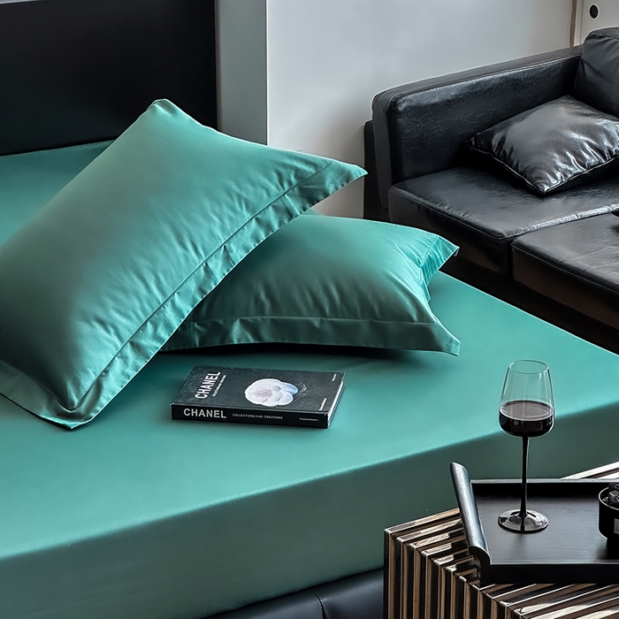 91家纺网 家纺一手货源 找家纺 爱丽丝 2026新款100支新疆长绒棉单品床笠 松石绿