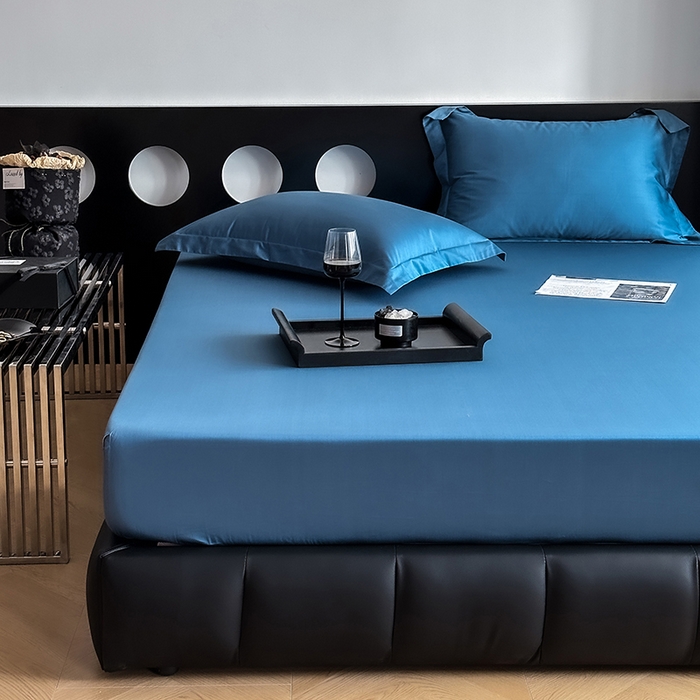 91家纺网 家纺一手货源 找家纺 爱丽丝 2026新款100支新疆长绒棉单品床笠 宾利蓝