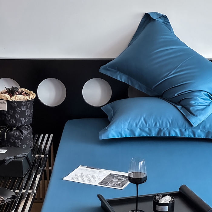 91家纺网 家纺一手货源 找家纺 爱丽丝 2026新款100支新疆长绒棉单品床笠 宾利蓝