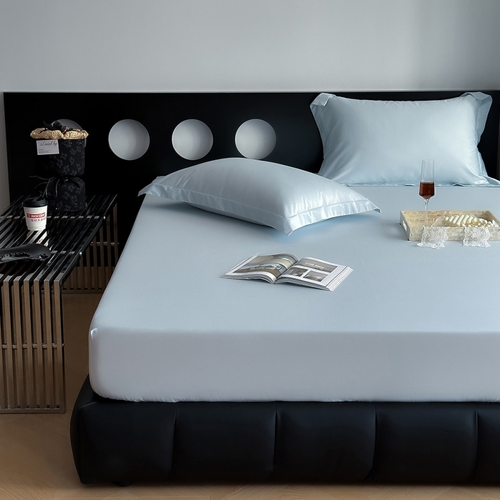 91家纺网 家纺一手货源 找家纺 爱丽丝 2026新款100支新疆长绒棉单品床笠 天蓝