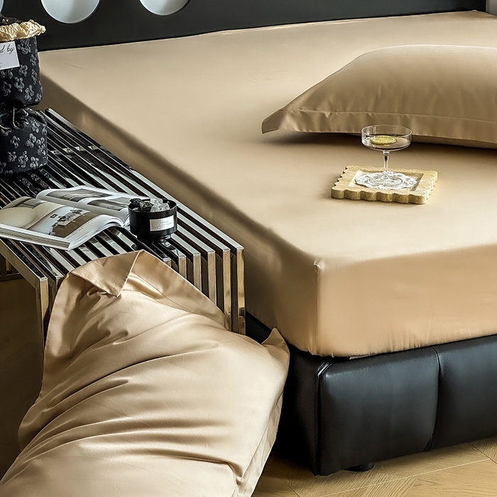 91家纺网 家纺一手货源 找家纺 爱丽丝 2026新款100支新疆长绒棉单品床笠 香槟金