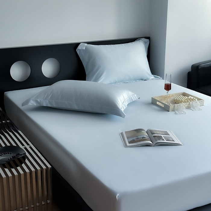 91家纺网 家纺一手货源 找家纺 爱丽丝 2026新款100支新疆长绒棉单品床笠 天蓝