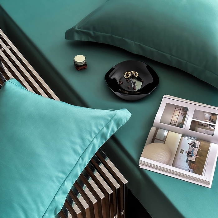 91家纺网 家纺一手货源 找家纺 爱丽丝 2026新款100支新疆长绒棉单品床笠 松石绿