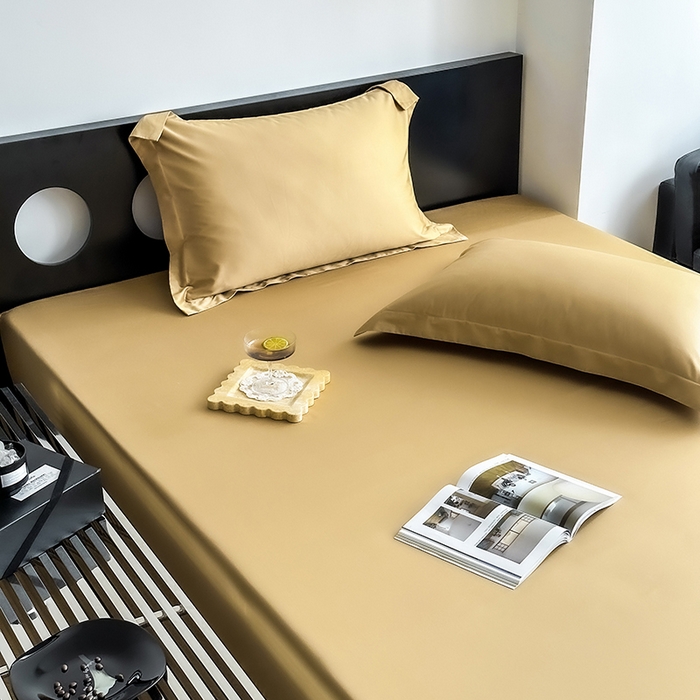 91家纺网 家纺一手货源 找家纺 爱丽丝 2026新款100支新疆长绒棉单品床笠 驼色