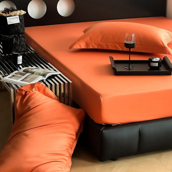 91家纺网 家纺一手货源 找家纺 爱丽丝 2026新款100支新疆长绒棉单品床笠 爱马橙