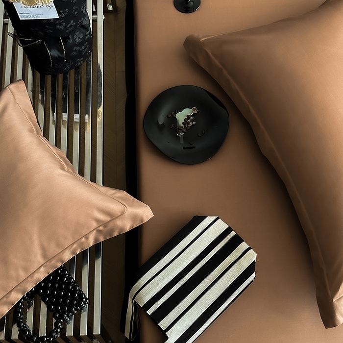 91家纺网 家纺一手货源 找家纺 爱丽丝 2026新款100支新疆长绒棉单品床笠 咖色