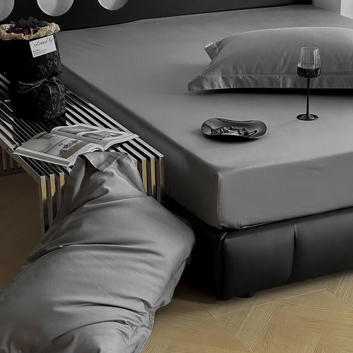 91家纺网 家纺一手货源 找家纺 爱丽丝 2026新款100支新疆长绒棉单品床笠 绅士灰