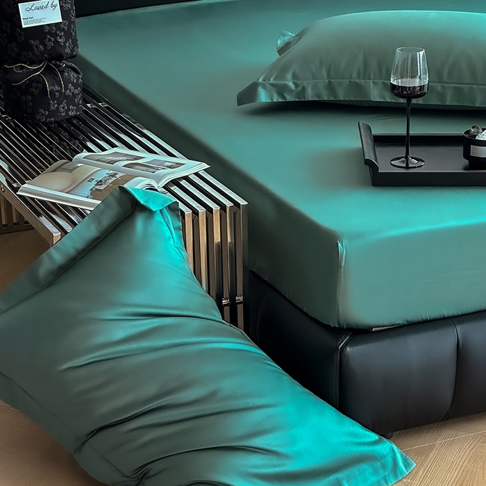 91家纺网 家纺一手货源 找家纺 爱丽丝 2026新款100支新疆长绒棉单品床笠 松石绿