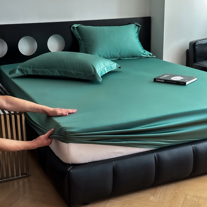 91家纺网 家纺一手货源 找家纺 爱丽丝 2026新款100支新疆长绒棉单品床笠 松石绿