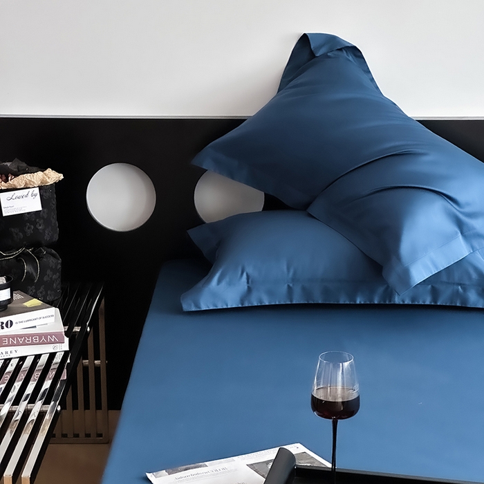 91家纺网 家纺一手货源 找家纺 爱丽丝 2026新款100支新疆长绒棉单品床笠 海星蓝