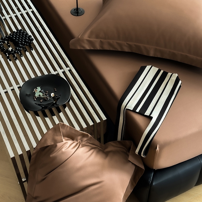 91家纺网 家纺一手货源 找家纺 爱丽丝 2026新款100支新疆长绒棉单品床笠 咖色