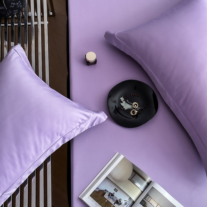 91家纺网 家纺一手货源 找家纺 爱丽丝 2026新款100支新疆长绒棉单品床笠 星辰紫