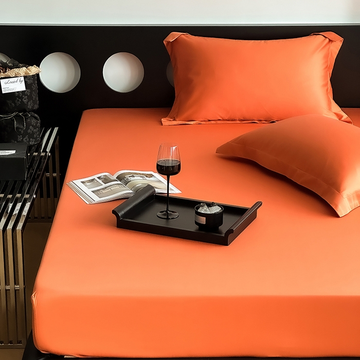 91家纺网 家纺一手货源 找家纺 爱丽丝 2026新款100支新疆长绒棉单品床笠 爱马橙