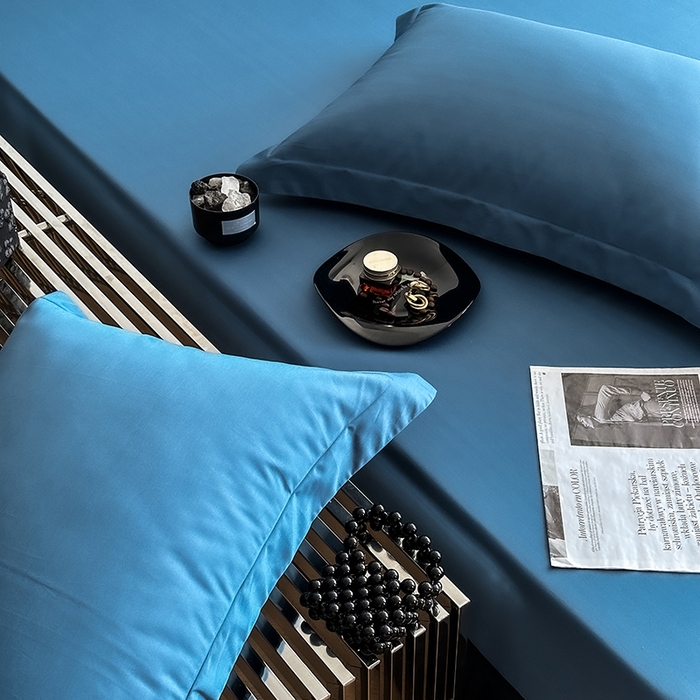 91家纺网 家纺一手货源 找家纺 爱丽丝 2026新款100支新疆长绒棉单品床笠 宾利蓝