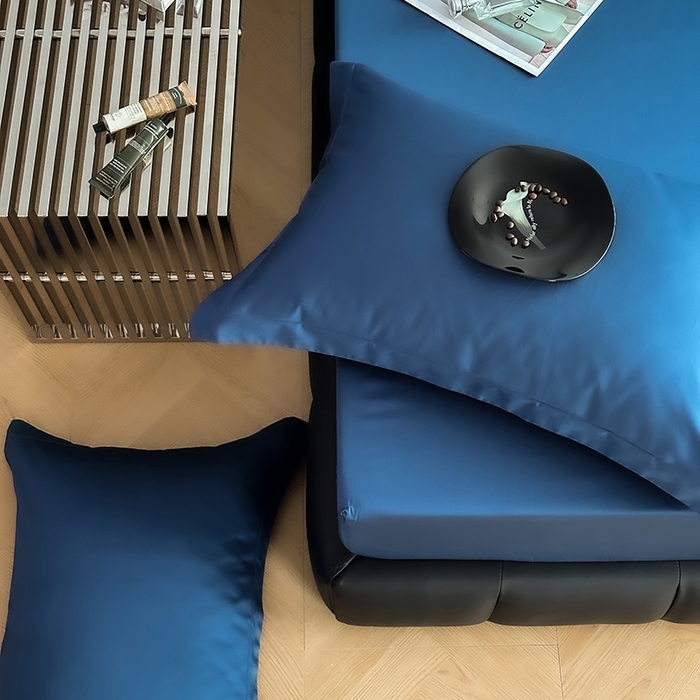 91家纺网 家纺一手货源 找家纺 爱丽丝 2026新款100支新疆长绒棉单品床笠 海星蓝