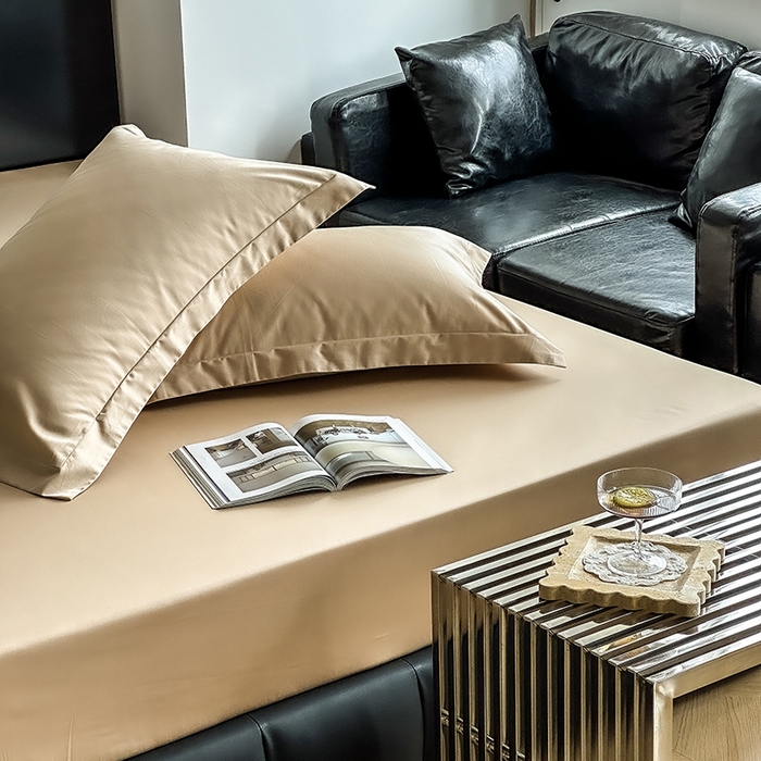 91家纺网 家纺一手货源 找家纺 爱丽丝 2026新款100支新疆长绒棉单品床笠 香槟金