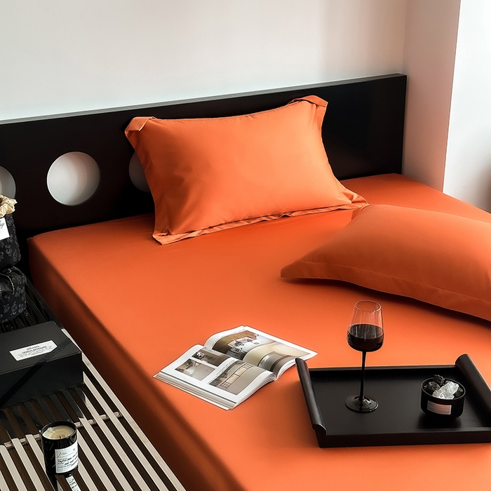 91家纺网 家纺一手货源 找家纺 爱丽丝 2026新款100支新疆长绒棉单品床笠 爱马橙