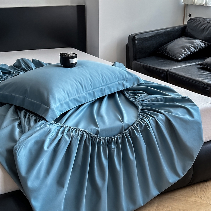 91家纺网 家纺一手货源 找家纺 爱丽丝 2026新款100支新疆长绒棉单品床笠 灰兰