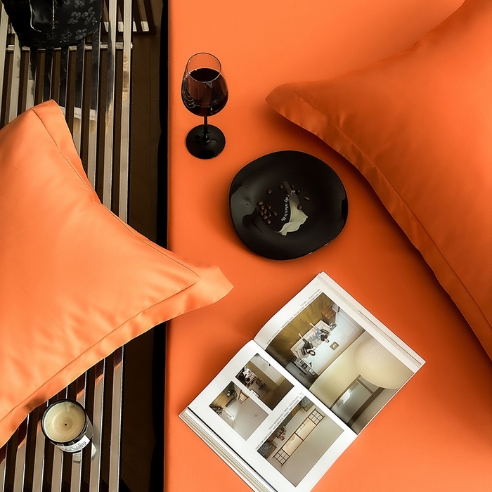 91家纺网 家纺一手货源 找家纺 爱丽丝 2026新款100支新疆长绒棉单品床笠 爱马橙