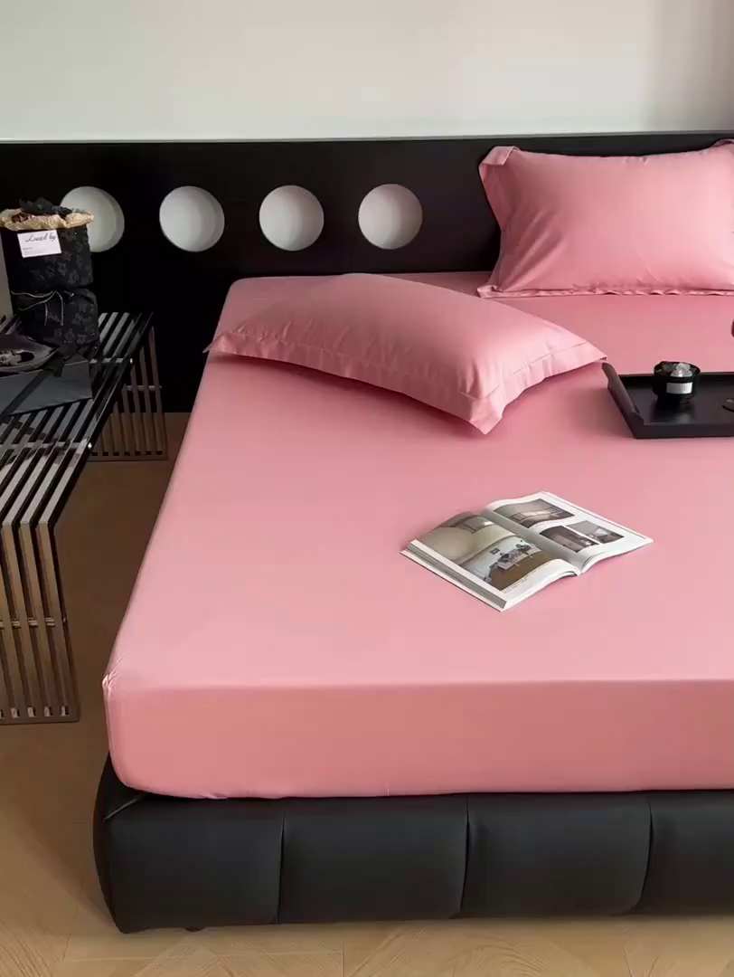 91家纺网 家纺一手货源 找家纺 爱丽丝 2026新款100支新疆长绒棉单品床笠 海棠粉