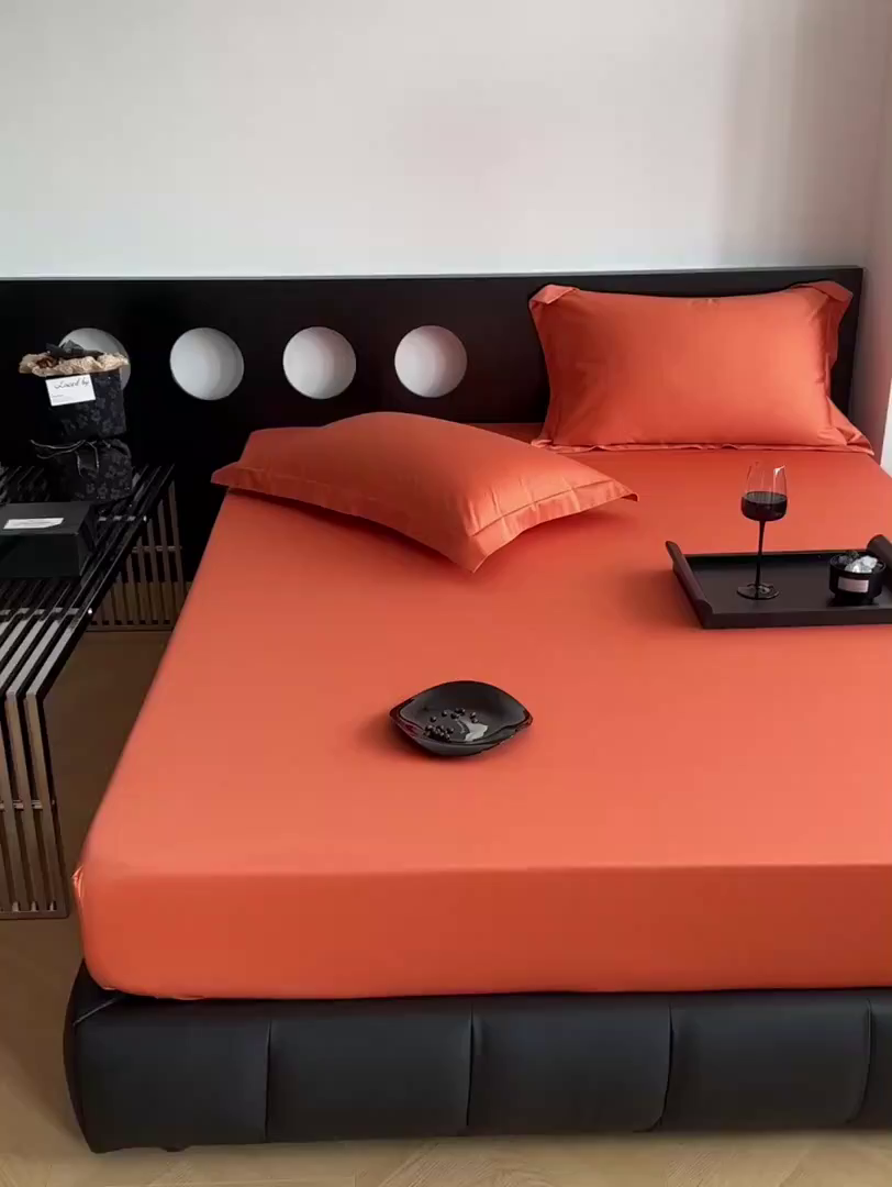 91家纺网 家纺一手货源 找家纺 爱丽丝 2026新款100支新疆长绒棉单品床笠 爱马橙