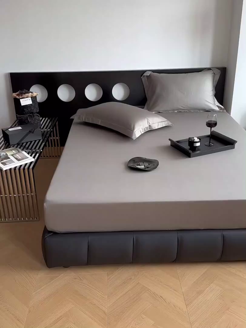 91家纺网 家纺一手货源 找家纺 爱丽丝 2026新款100支新疆长绒棉单品床笠 绅士灰