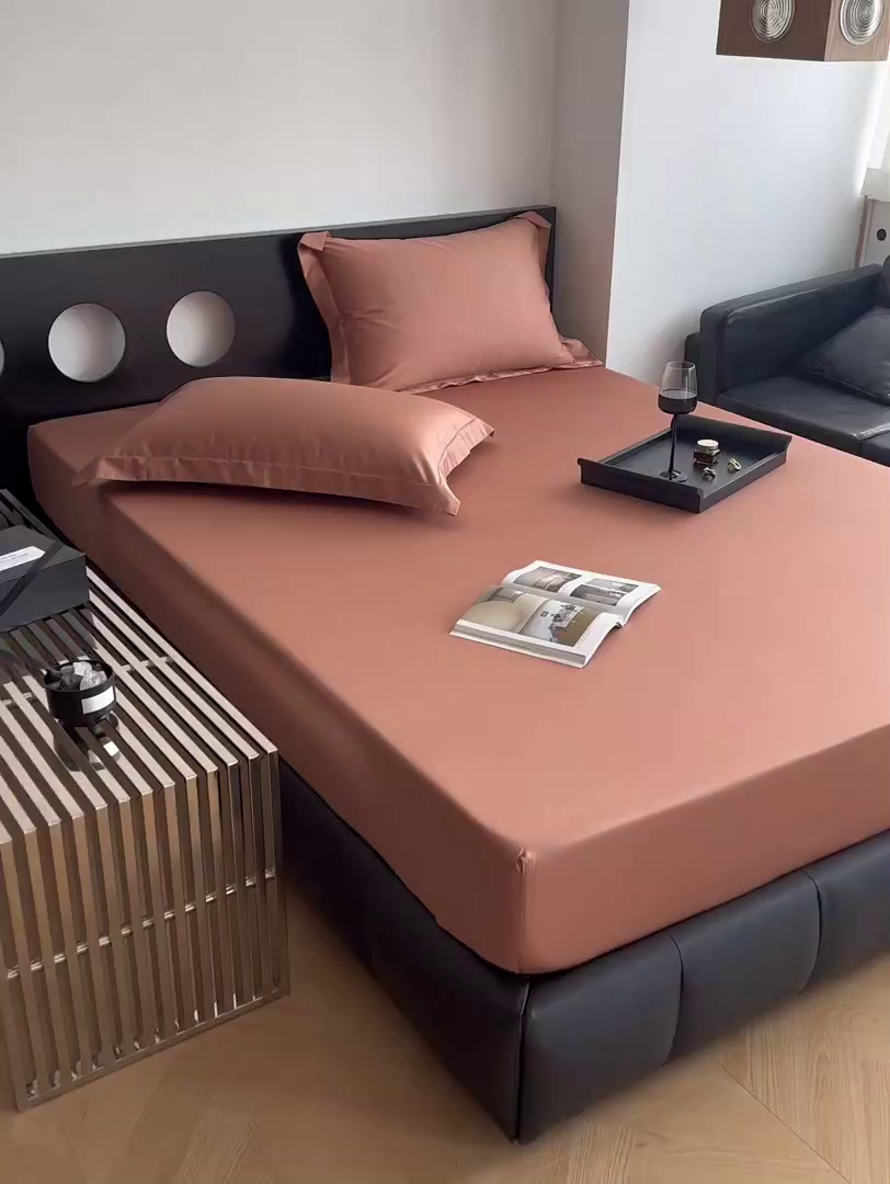 91家纺网 家纺一手货源 找家纺 爱丽丝 2026新款100支新疆长绒棉单品床笠 咖色