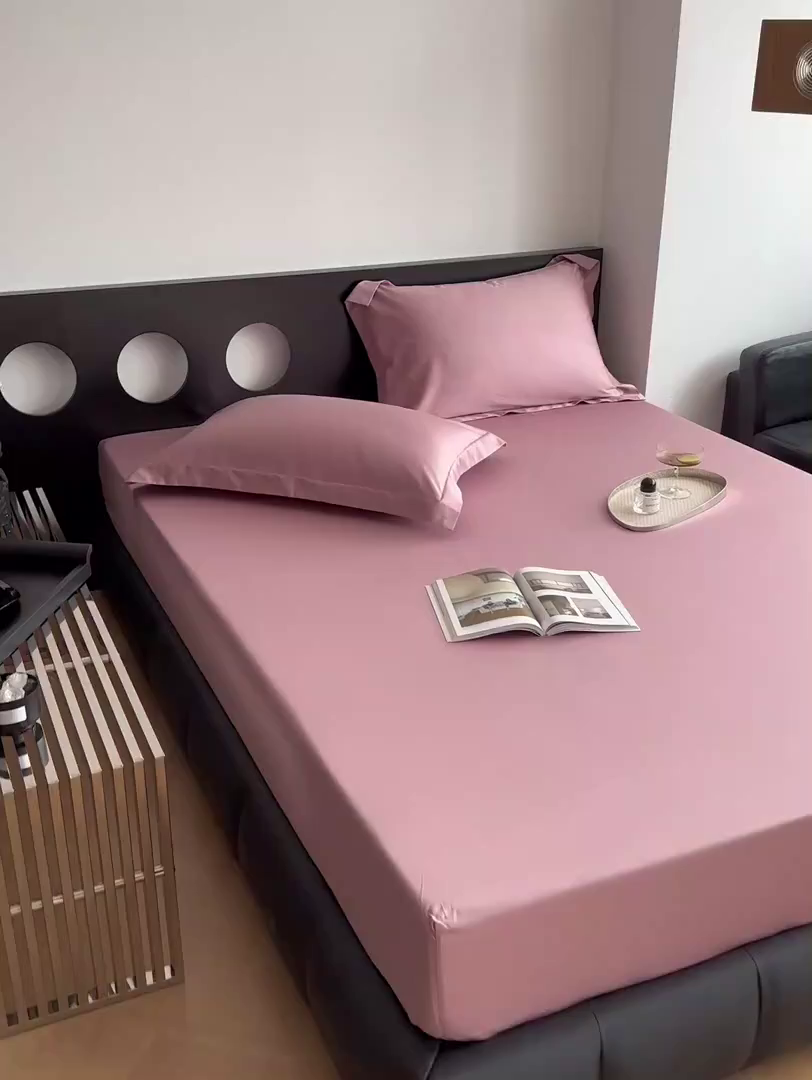 91家纺网 家纺一手货源 找家纺 爱丽丝 2026新款100支新疆长绒棉单品床笠 豆沙