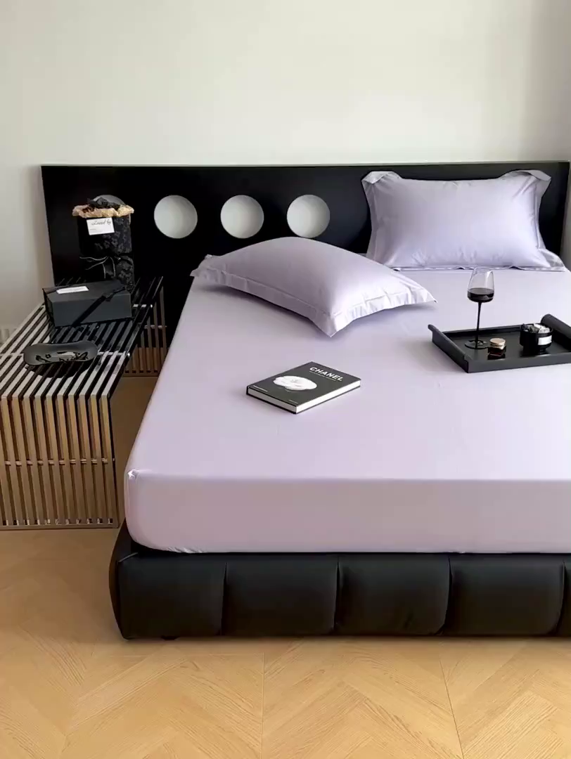 91家纺网 家纺一手货源 找家纺 爱丽丝 2026新款100支新疆长绒棉单品床笠 优雅紫