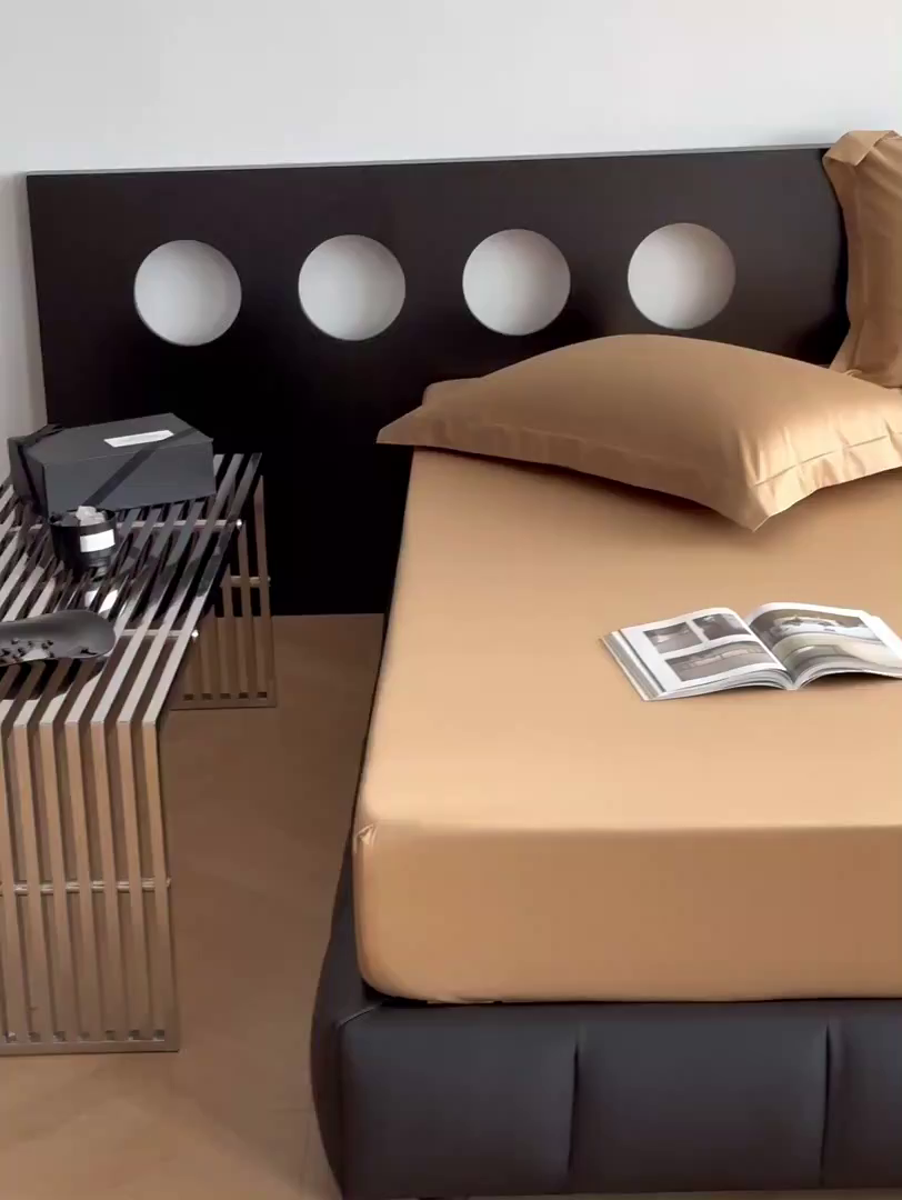 91家纺网 家纺一手货源 找家纺 爱丽丝 2026新款100支新疆长绒棉单品床笠 驼色