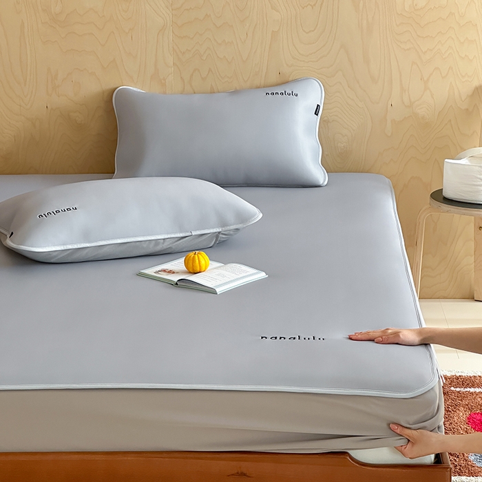 91家纺网 家纺一手货源 找家纺 JUICY 橘滋家纺 2026新款CoolAir沁氧冰感软凉席·纯色刺绣 床笠款-沁氧冰川-月影灰