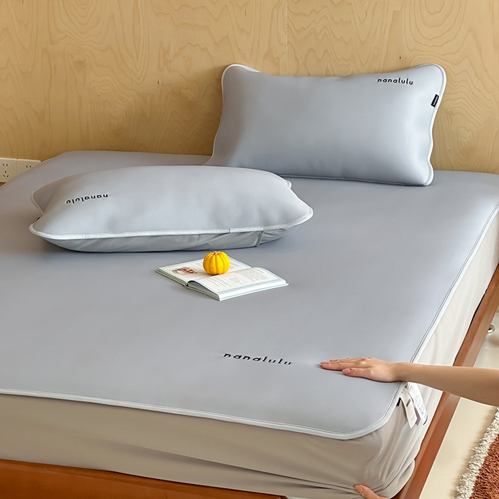 91家纺网 家纺一手货源 找家纺 JUICY 橘滋家纺 2026新款CoolAir沁氧冰感软凉席·纯色刺绣 床笠款-沁氧冰川-月影灰