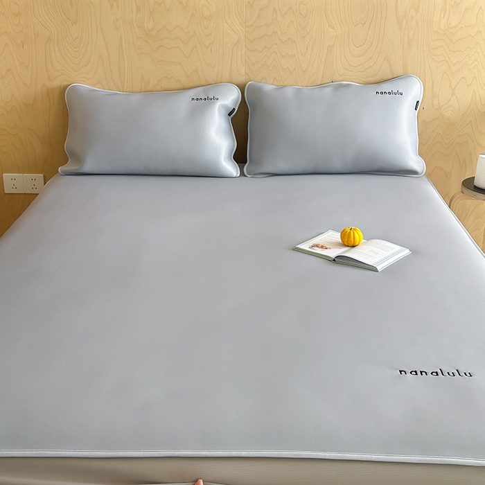 91家纺网 家纺一手货源 找家纺 JUICY 橘滋家纺 2026新款CoolAir沁氧冰感软凉席·纯色刺绣 床笠款-沁氧冰川-月影灰