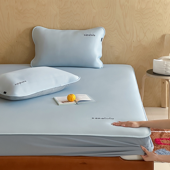 91家纺网 家纺一手货源 找家纺 JUICY 橘滋家纺 2026新款CoolAir沁氧冰感软凉席·纯色刺绣 床笠款-沁氧冰川-天空蓝