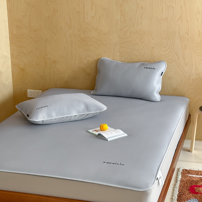 91家纺网 家纺一手货源 找家纺 JUICY 橘滋家纺 2026新款CoolAir沁氧冰感软凉席·纯色刺绣 床笠款-沁氧冰川-月影灰