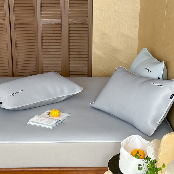 91家纺网 家纺一手货源 找家纺 JUICY 橘滋家纺 2026新款CoolAir沁氧冰感软凉席·纯色刺绣 床笠款-沁氧冰川-月影灰