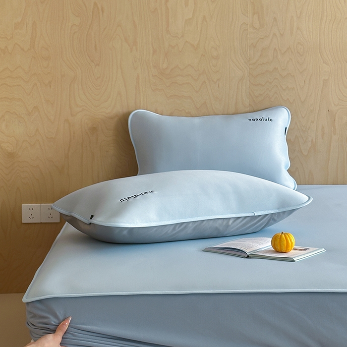 91家纺网 家纺一手货源 找家纺 JUICY 橘滋家纺 2026新款CoolAir沁氧冰感软凉席·纯色刺绣 床笠款-沁氧冰川-天空蓝