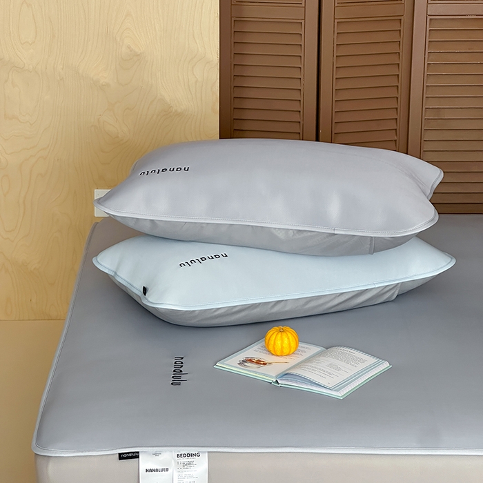 91家纺网 家纺一手货源 找家纺 JUICY 橘滋家纺 2026新款CoolAir沁氧冰感软凉席·纯色刺绣 床笠款-沁氧冰川-月影灰