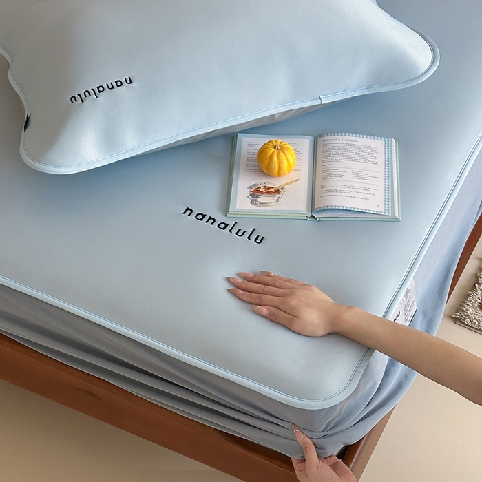 91家纺网 家纺一手货源 找家纺 JUICY 橘滋家纺 2026新款CoolAir沁氧冰感软凉席·纯色刺绣 床笠款-沁氧冰川-天空蓝