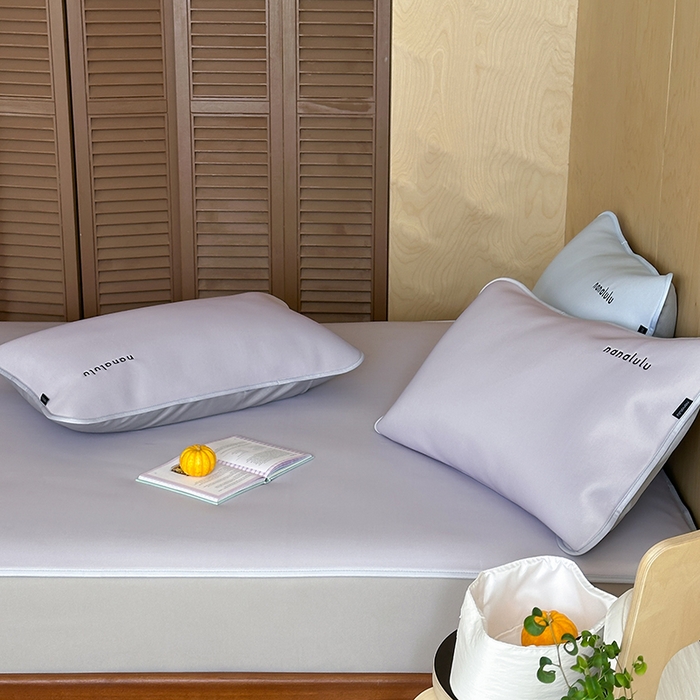 91家纺网 家纺一手货源 找家纺 JUICY 橘滋家纺 2026新款CoolAir沁氧冰感软凉席·纯色刺绣 床笠款-沁氧冰川-雾霭紫