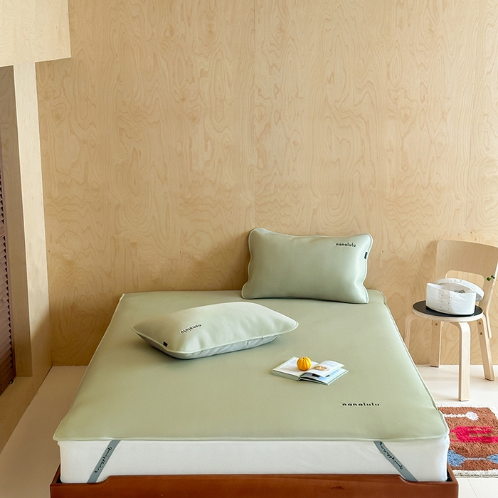 JUICY 橘滋家纺 2026新款CoolAir沁氧冰感软凉席·纯色刺绣 平席款-沁氧冰川-冷杉绿