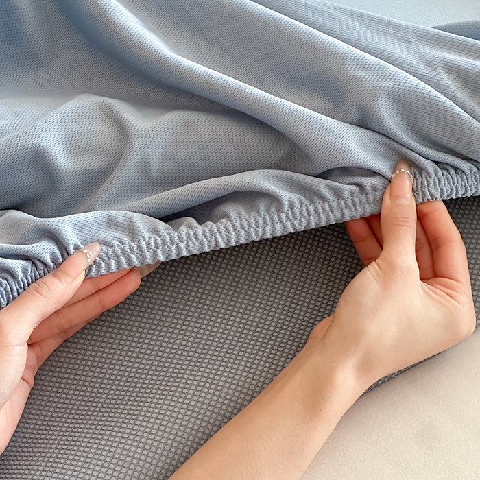 91家纺网 家纺一手货源 找家纺 JUICY 橘滋家纺 2026新款CoolAir沁氧冰感软凉席·纯色刺绣 床笠款-沁氧冰川-天空蓝