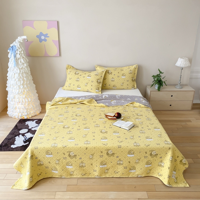 91家纺网 家纺一手货源 找家纺 （总）麻依 2026新款安心棉床盖三件全棉四层纱布床单